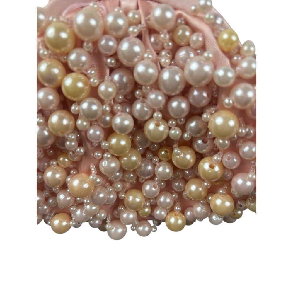 Carolee Antique Vintage Pink Ivory Pearl Kiss Lock Evening Bridal Wedding Purse - Picture 9 of 9